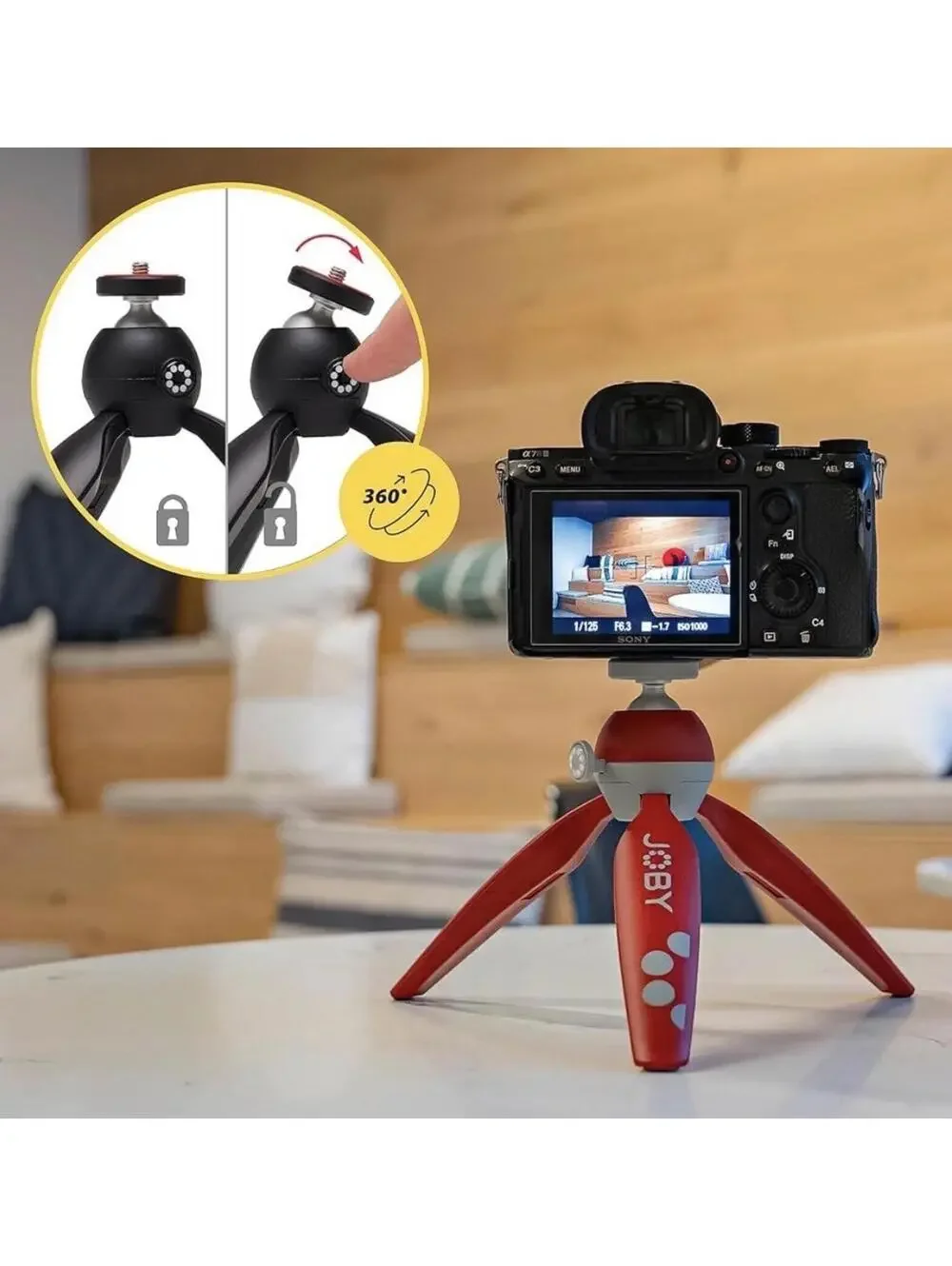 Joby HandyPod 2 Kit, Table Top Tripod with GripTight 360 Phone Mount Yellow